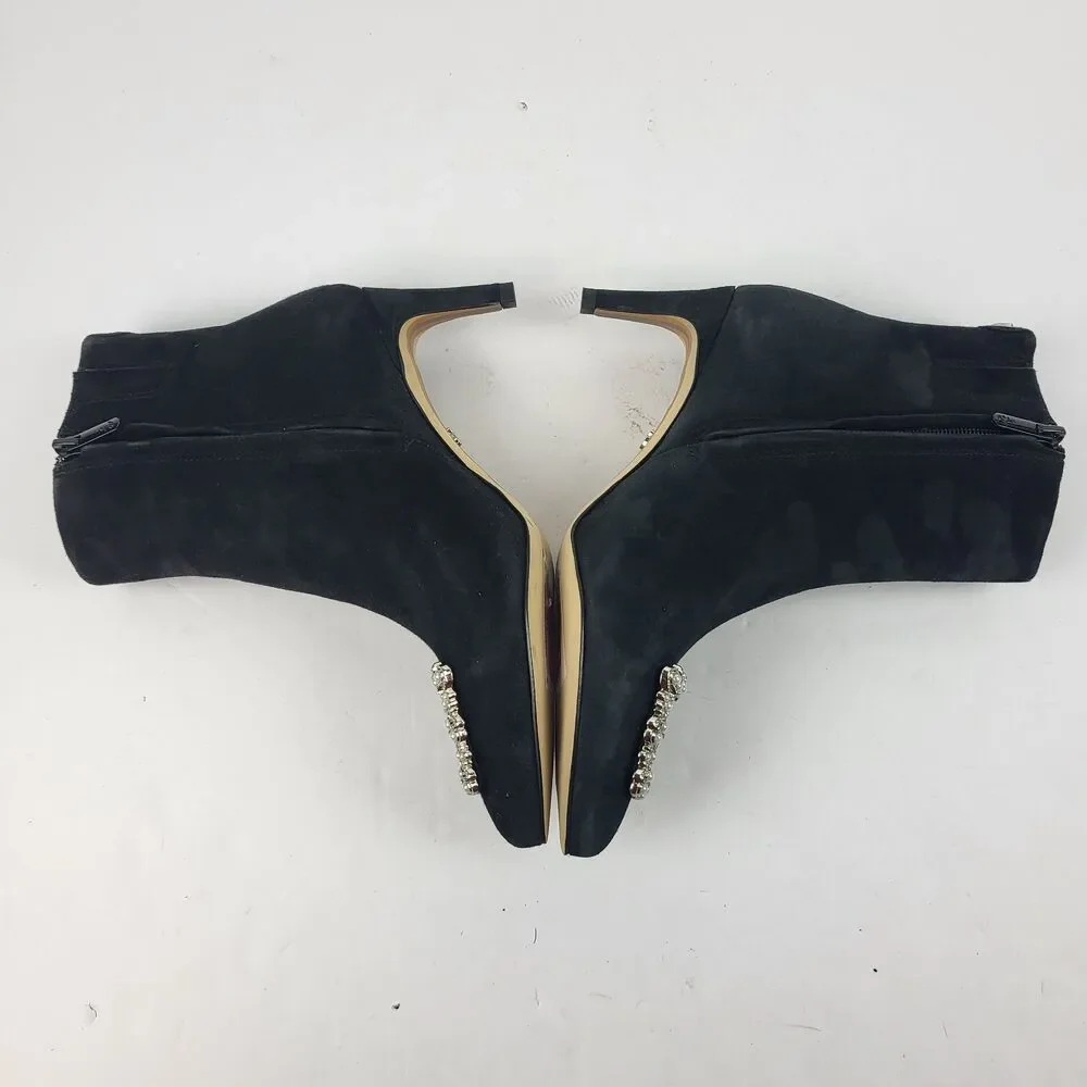 Sam Edelman Ulissa Luster Black Suede Rhinestone Mid Boots Size 6.5M